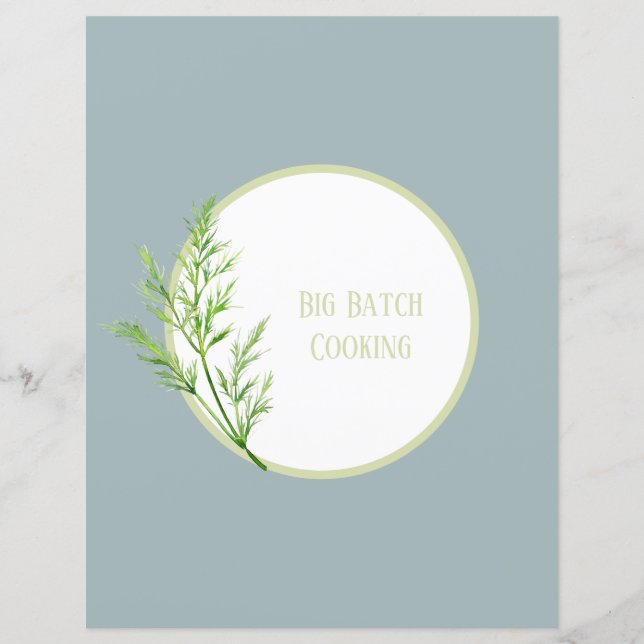 Recipe Divider Page - Blue Herb Binder Insert (Front)