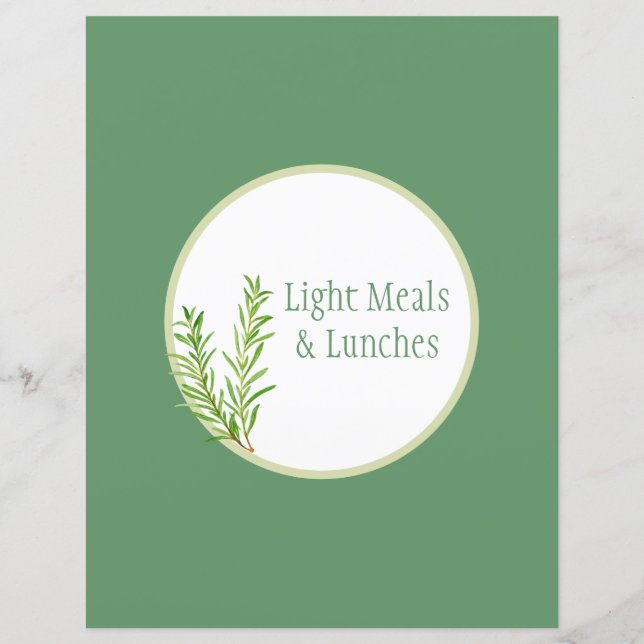 Recipe Divider Page - Green Herb Binder Insert (Front)