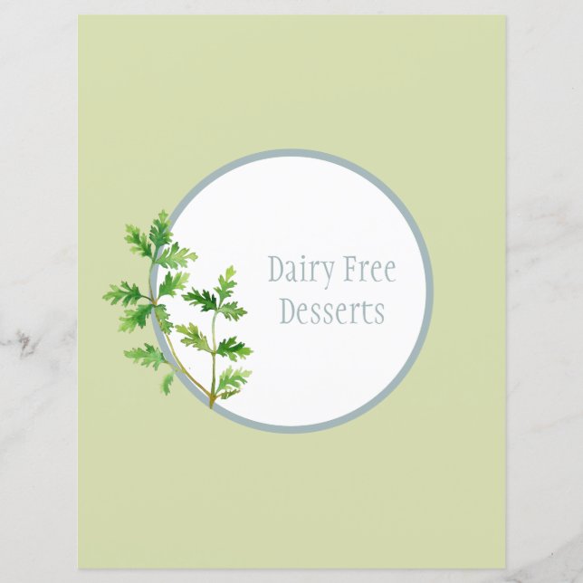 Recipe Divider Page - Green Herb Binder Insert (Front)