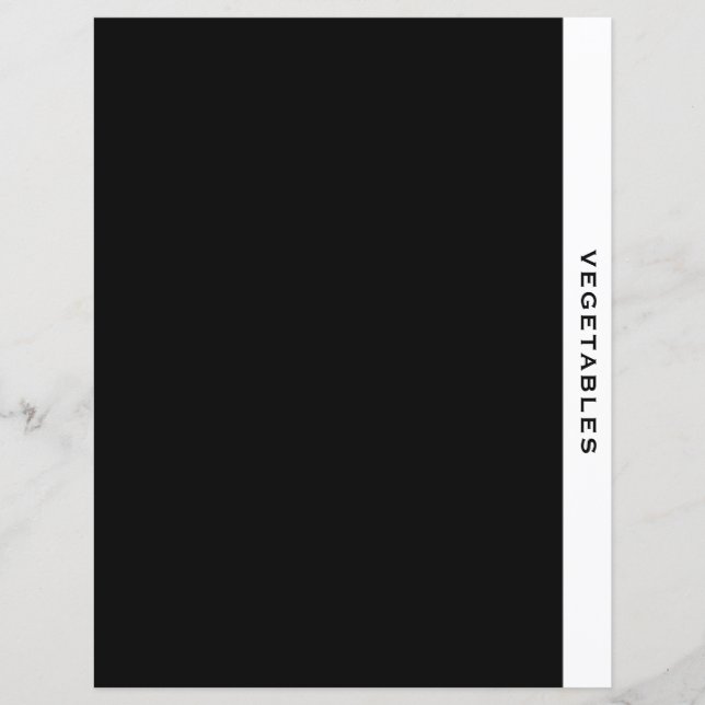 Recipe Divider | Vegetables | Black & White (Front)