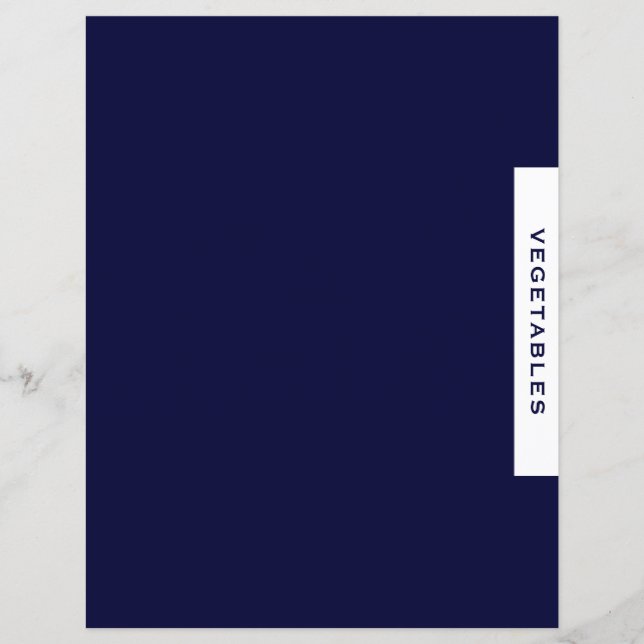 Recipe Divider | Vegetables | Navy & White (Front)
