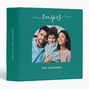 Recipe emerald green family photo script binder
