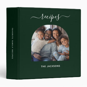 Recipe emerald green family photo script binder