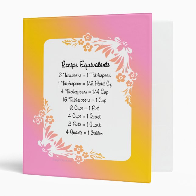 Recipe Equivalents Pastel Floral Binder (Front/Inside)