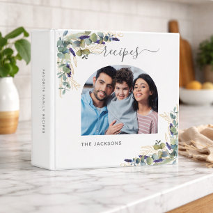 Recipe family photo eucalyptus greenery white binder