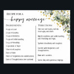 Recipe for a Happy Marriage Newlyweds Eucalyptus Poster<br><div class="desc">Click on "Edit design" to personalize or modify the layout (change wording,  font colour,  font style).
** Please see the full collection for matching invitation,  bridal shower games,  tags and sign available**</div>
