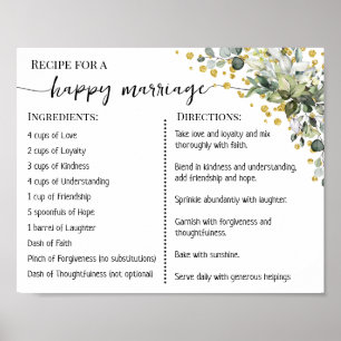 Recipe for a Happy Marriage Newlyweds Eucalyptus Poster
