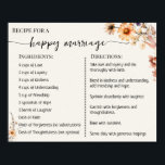 Recipe for a Happy Marriage Newlyweds Wildflowers Poster<br><div class="desc">Click on "Edit design" to personalize or modify the layout (change wording,  font colour,  font style).
** Please see the full collection for matching invitation,  bridal shower games,  tags and sign available**</div>