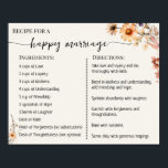 Recipe for a Happy Marriage Newlyweds Wildflowers Poster<br><div class="desc">Click on "Edit design" to personalize or modify the layout (change wording,  font colour,  font style).
** Please see the full collection for matching invitation,  bridal shower games,  tags and sign available**</div>