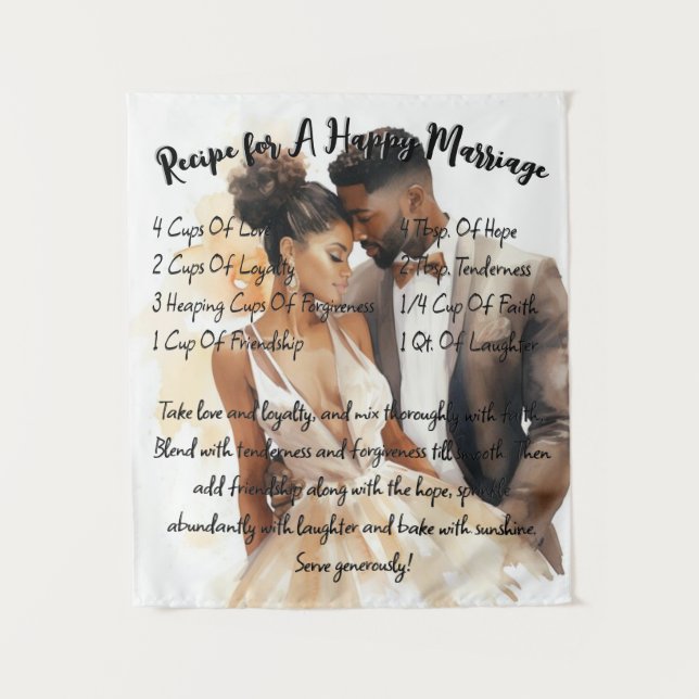 Recipe For A Happy Marriage Wedding Gift Tapestry (Front)