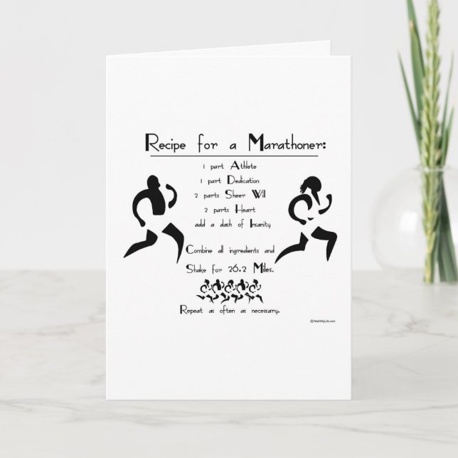 Recipe For a Marathoner Congratulations Card (Front)