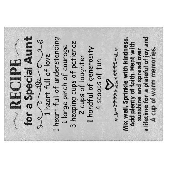 Recipe For A Special Aunt Custom Gift Mother's Day Cutting Board (Front)