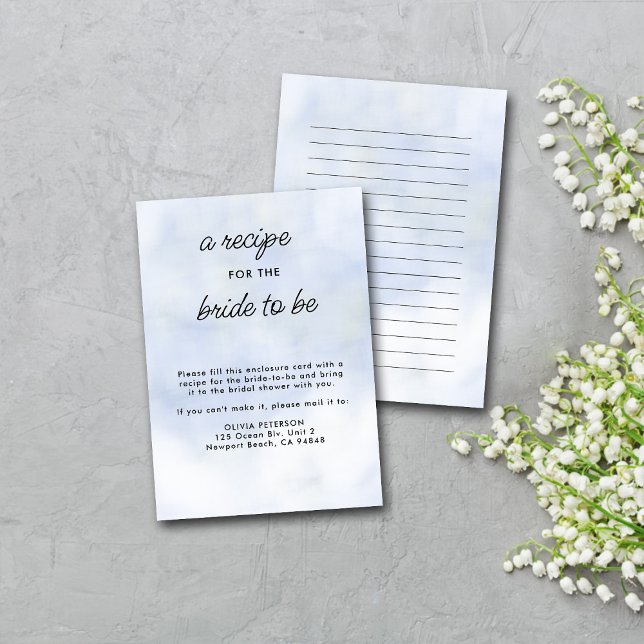 Recipe for Bride Cloud 9 Pastel Blue Bridal Shower Enclosure Card (Creator Uploaded)