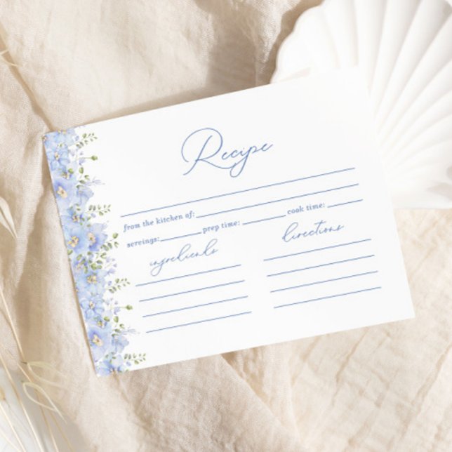 Recipe For Bride Dusty Blue Floral  Bridal Shower Enclosure Card (Creator Uploaded)