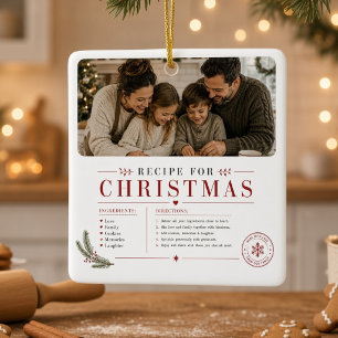 Recipe for Christmas Personalized Family Photo Ceramic Ornament