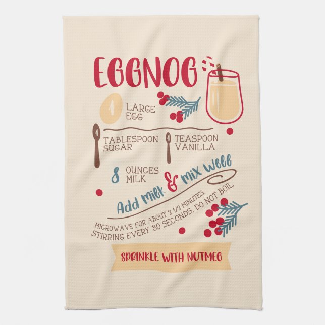 Recipe for eggnog  kitchen towel (Vertical)