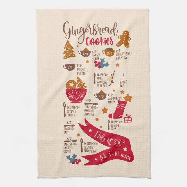 Recipe for Gingerbread Cookies Kitchen Towel (Vertical)