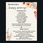 Recipe for Happy Marriage Autumn Wildflowers Poster<br><div class="desc">Click on "Edit design" to personalize or modify the layout (change wording,  font colour,  font style).
** Please see the full collection for matching invitation,  bridal shower games,  tags and sign available**</div>