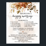 Recipe for Happy Marriage Fall Wedding Gift Poster<br><div class="desc">Click on "Edit design" to personalize or modify the layout (change wording,  font color,  font style).
** Please see the full collection for matching invitation,  bridal shower games,  tags and sign available**</div>