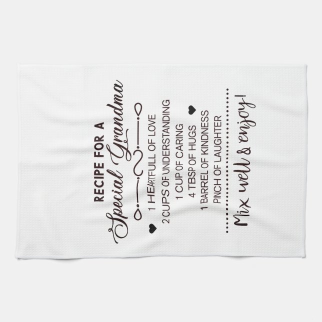 Recipe for Special Grandma Mother's day Gift Kitchen Towel (Horizontal)