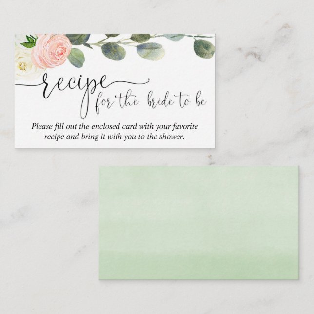 Recipe for the bride insert pink greenery floral (Front/Back)