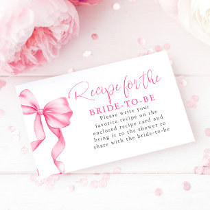 Recipe for the bride-to-be Blush Pink Bow Request  Enclosure Card
