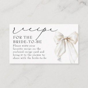 Recipe for the bride-to-be White Bow Request  Enclosure Card