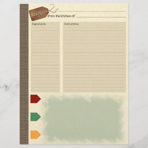 Recipe Inserts for Recipe Binder