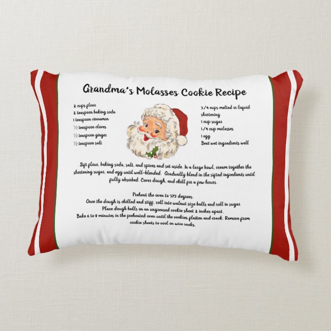 Recipe Keepsake Christmas Classic Santa Claus Accent Pillow (Back)