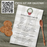 Recipe keepsake Christmas cookies red green plaid Kitchen Towel<br><div class="desc">Look of hand written.Type in your own recipe or keep grandma's cookies recipe. Create your own Recipe keepsake Christmas cookies red green plaid. Taupe Tan Gray Buffalo plaid. Recipe Template kitchen towel. Type in your own recipe or keep my grandma's cookie recipe. Create your own Recipe kitchen keepsake. Our Personalized...</div>