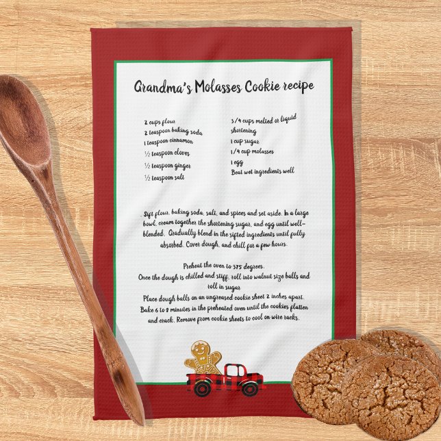 Recipe keepsake Christmas Truck Red Black Plaid  Kitchen Towel (Creator Uploaded)