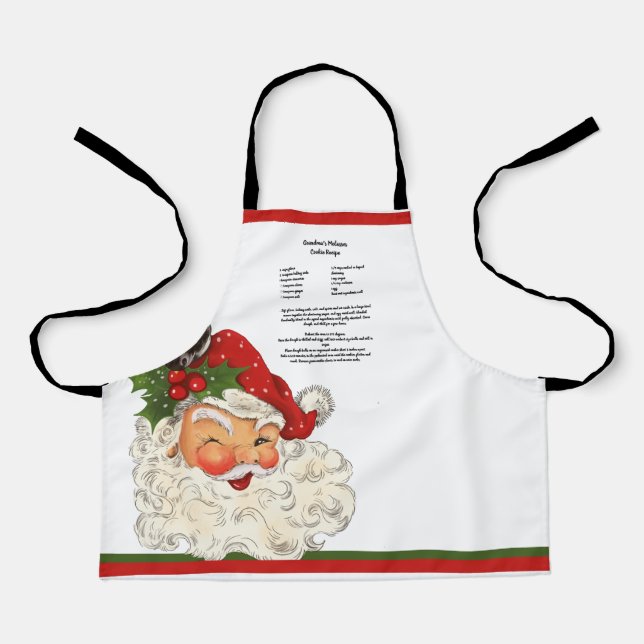 Recipe keepsake Christmas Vintage Santa Claus Apron (Front)