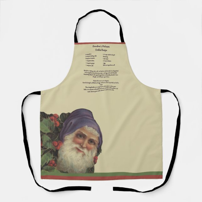 Recipe Keepsake Vintage Santa Claus Christmas Apron (Front)