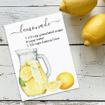 Recipe  Lemonade Drink Watercolor Lemons  Postcard<br><div class="desc">This design may be personalized in the area provided by changing the photo and/or text. Or it can be customized by clicking Personalize this Template and then choosing the click to customize further option and delete or change the colour of the background, add text, change the text colour or style,...</div>