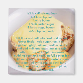 Recipe magnets - microwave sponge pudding
