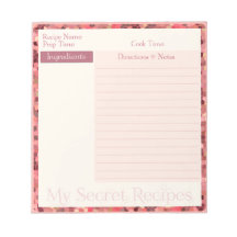 Recipe Notepad in Pink Stained Glass Pattern