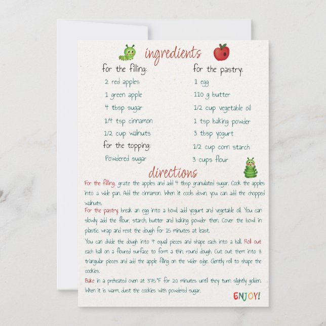 Recipe of Christmas Apple Cookies Greeting Card (Back)