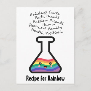 Recipe of making your own rainbow in a beaker postcard
