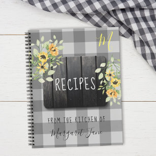 Recipe organizer cookbook farmhouse kitchen rustic notebook