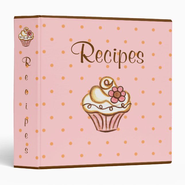 Recipe Organizer Dessert Cupcake Binder (Front/Spine)