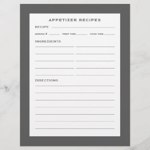 Recipe Page Appetizer Simple Grey & White