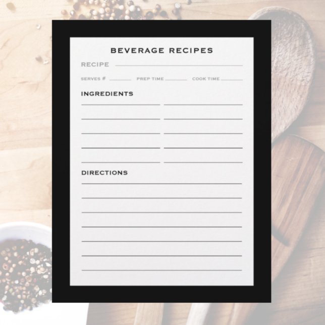 Recipe Page | Beverage | Simple Black White (Creator Uploaded)