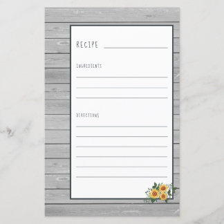 Recipe page for cookbook mini binder organizer