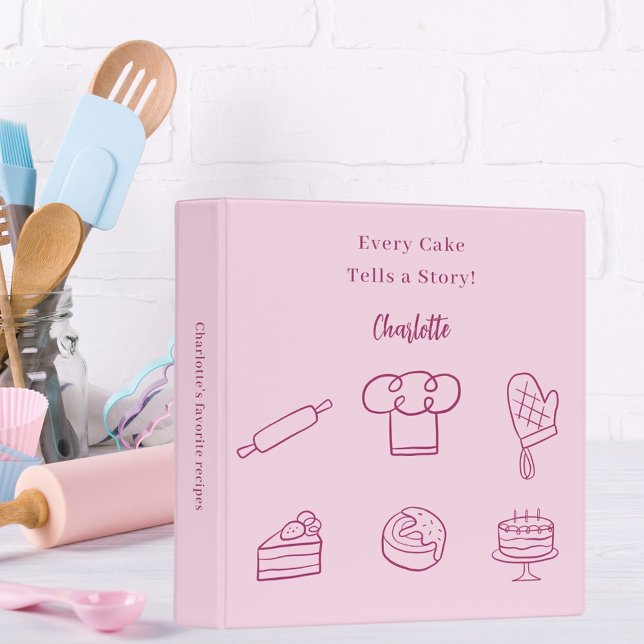 Recipe pastry chef pink script slogan binder (Creator Uploaded)