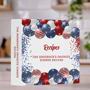 Recipe patriotic USA red white blue flag balloons Binder