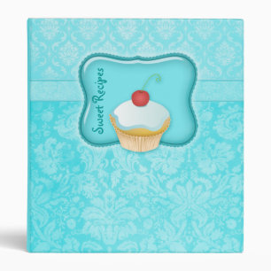 Recipe Photo Binder Turquoise Blue Cupcake