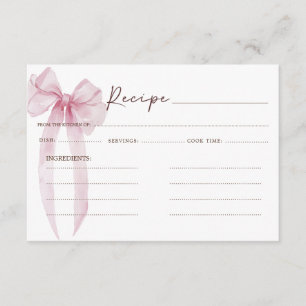 Recipe Pink Bow Bridal Shower Enclosure Card