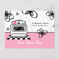 Recipe Postcard - Retro Stove Modern Pink Kitchen