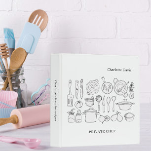 Recipe private chef name script kitchen utensils binder
