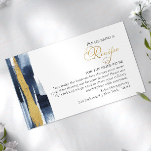 Recipe Request   Abstract Gold Blue Bridal Shower Enclosure Card